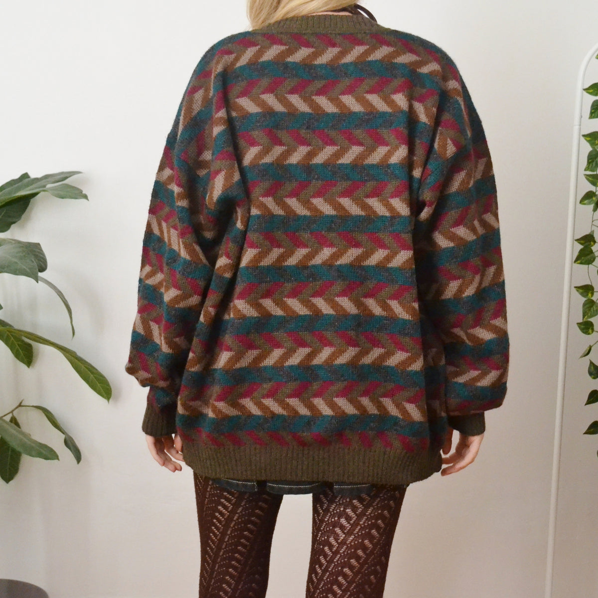 Vintage Geometric Cardigan L