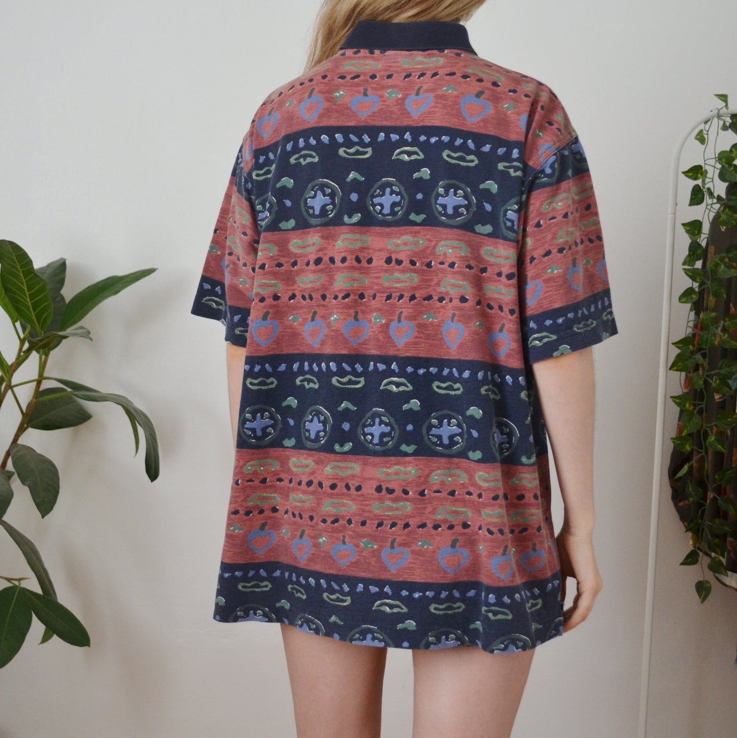 Vintage Abstract Polo Top XL