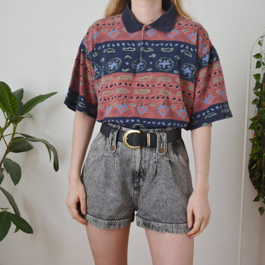 Vintage Abstract Polo Top XL