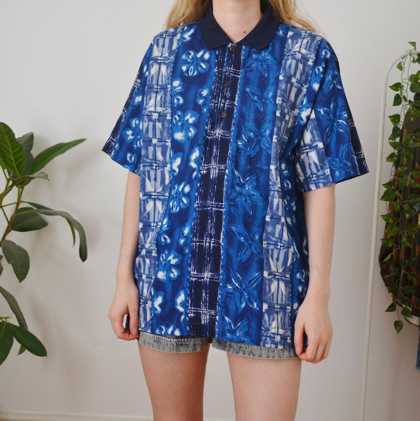 Vintage Blue Polo Top L