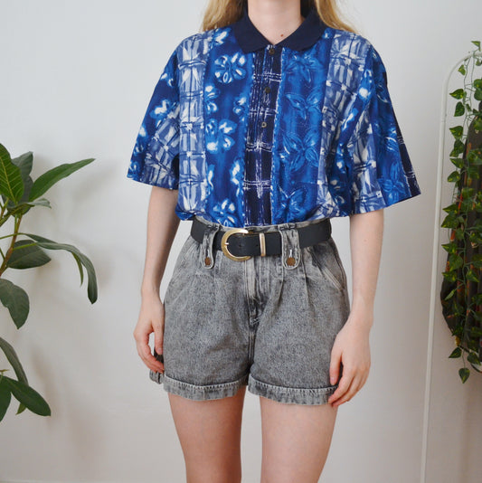 Vintage Blue Polo Top L