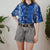 Vintage Blue Polo Top L
