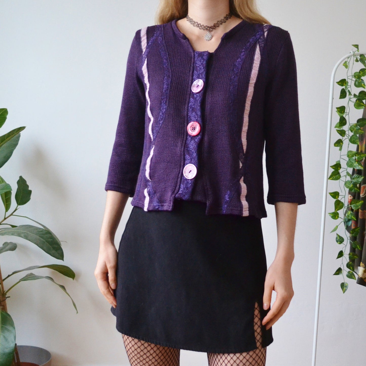 Purple cardigan