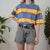 Vintage Stripe Polo Top 2XL