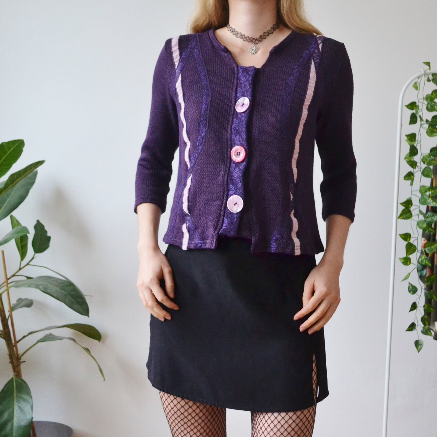 Purple cardigan