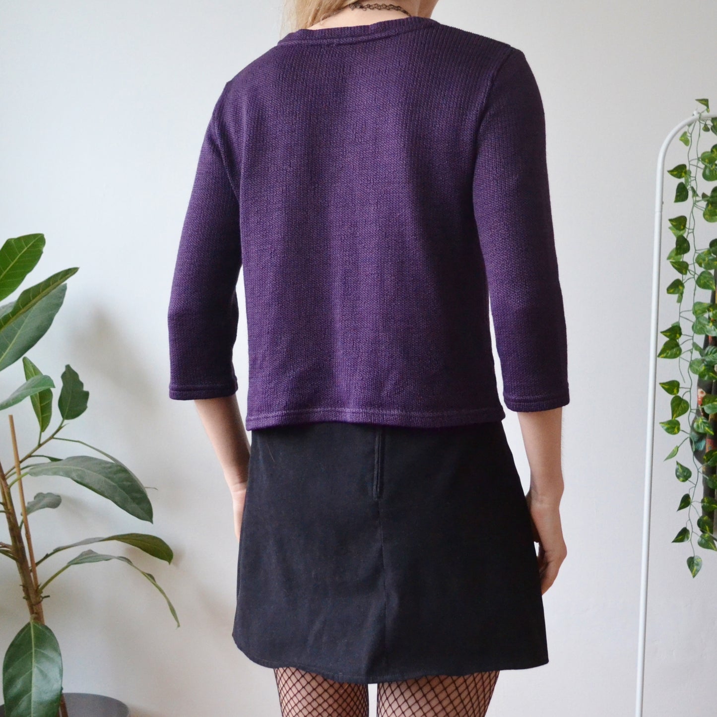 Purple cardigan