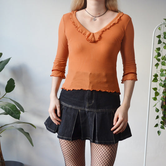 Orange mesh top M
