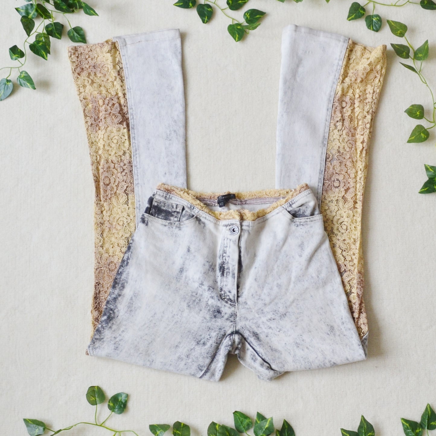 Lace panel jeans uk 6
