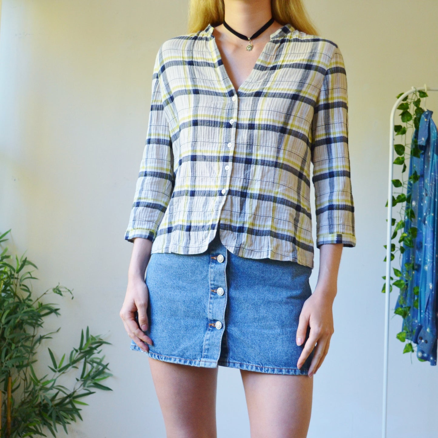 Plaid blouse uk 12