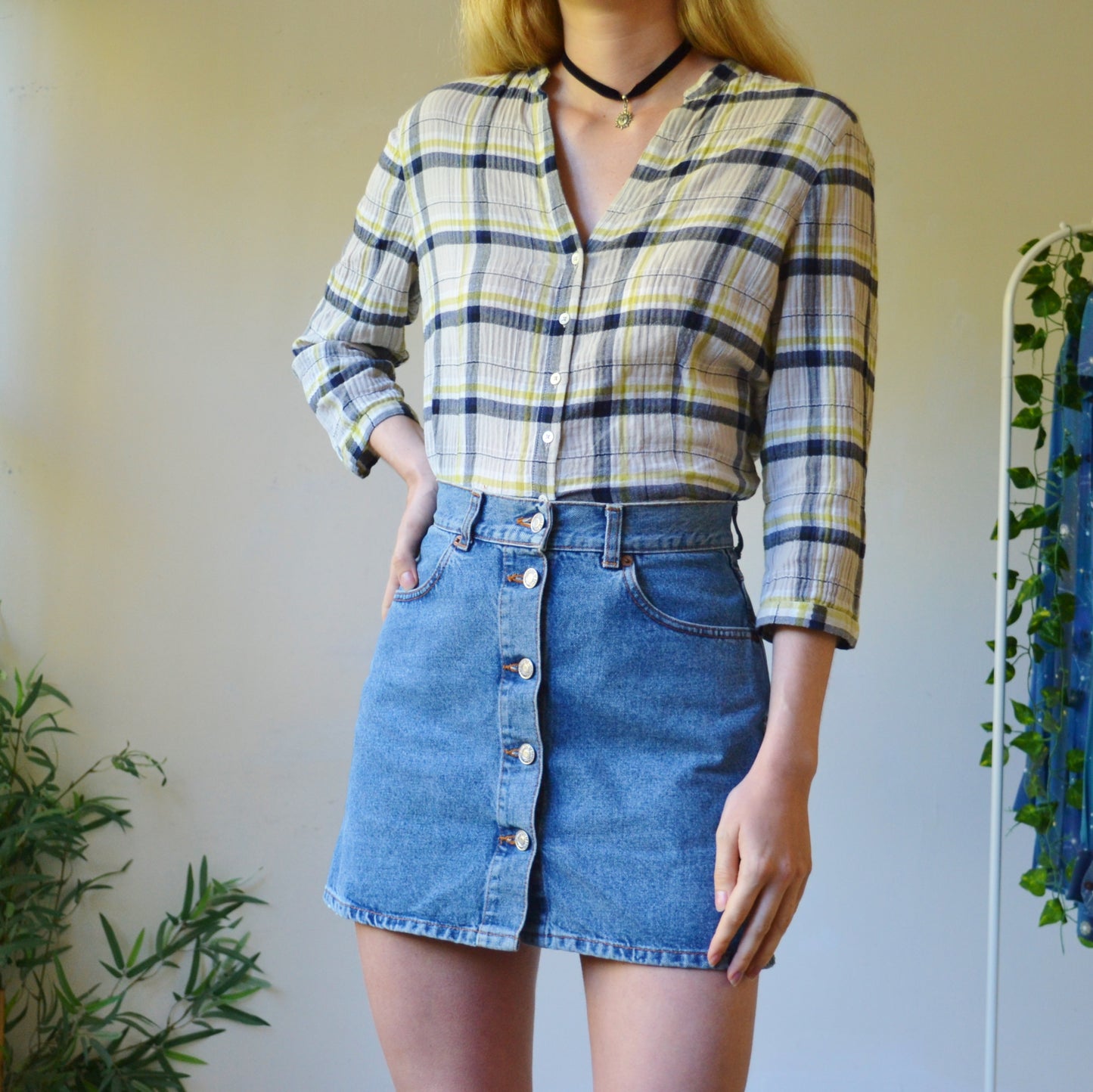 Plaid blouse uk 12