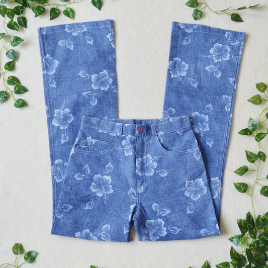 Floral flare trousers uk 6