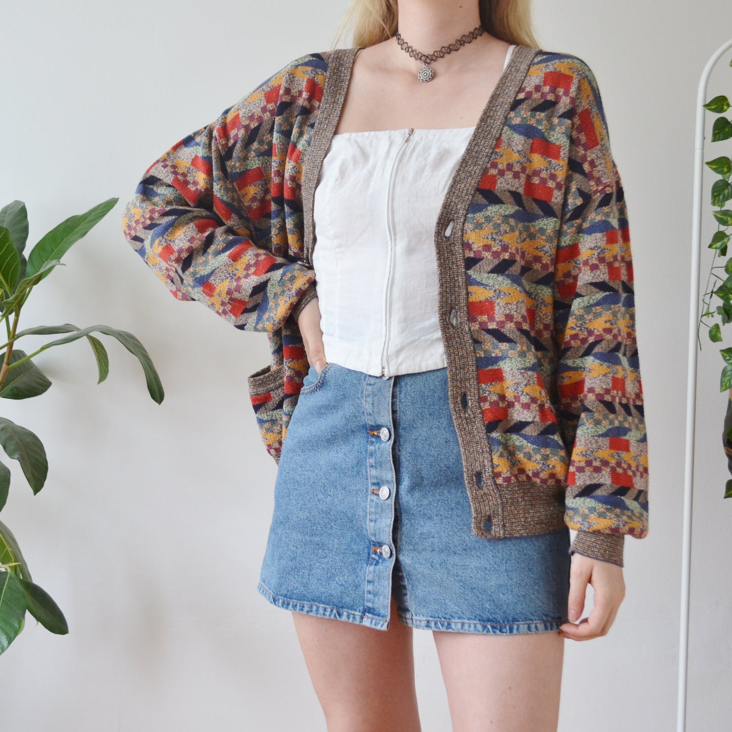 Vintage Geometric Cardigan M