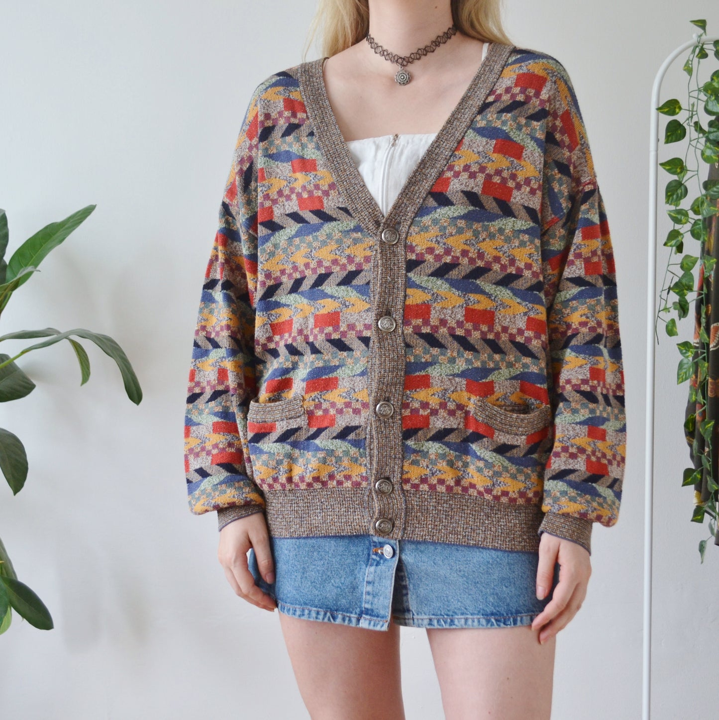 Vintage Geometric Cardigan M