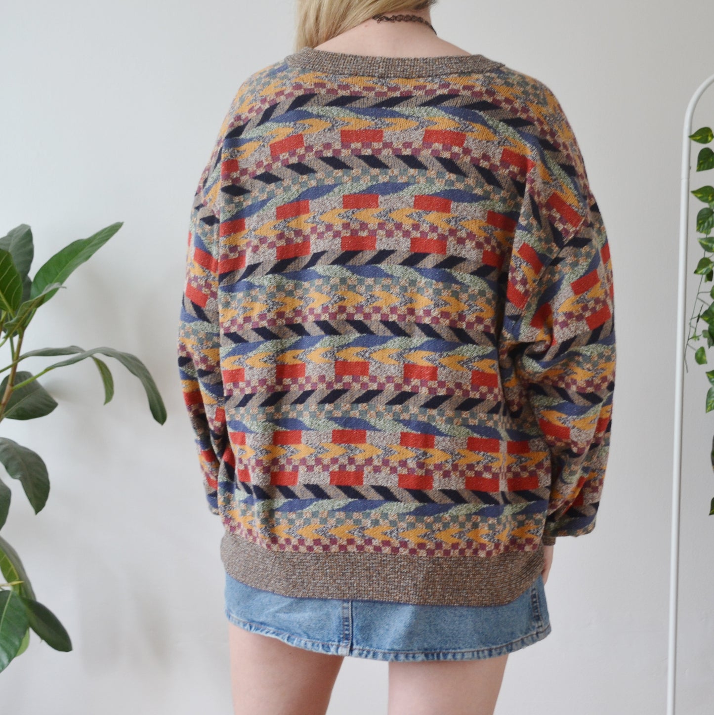 Vintage Geometric Cardigan M