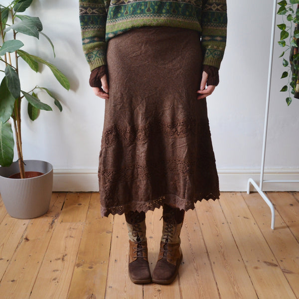 Vintage Brown Midi Skirt 16