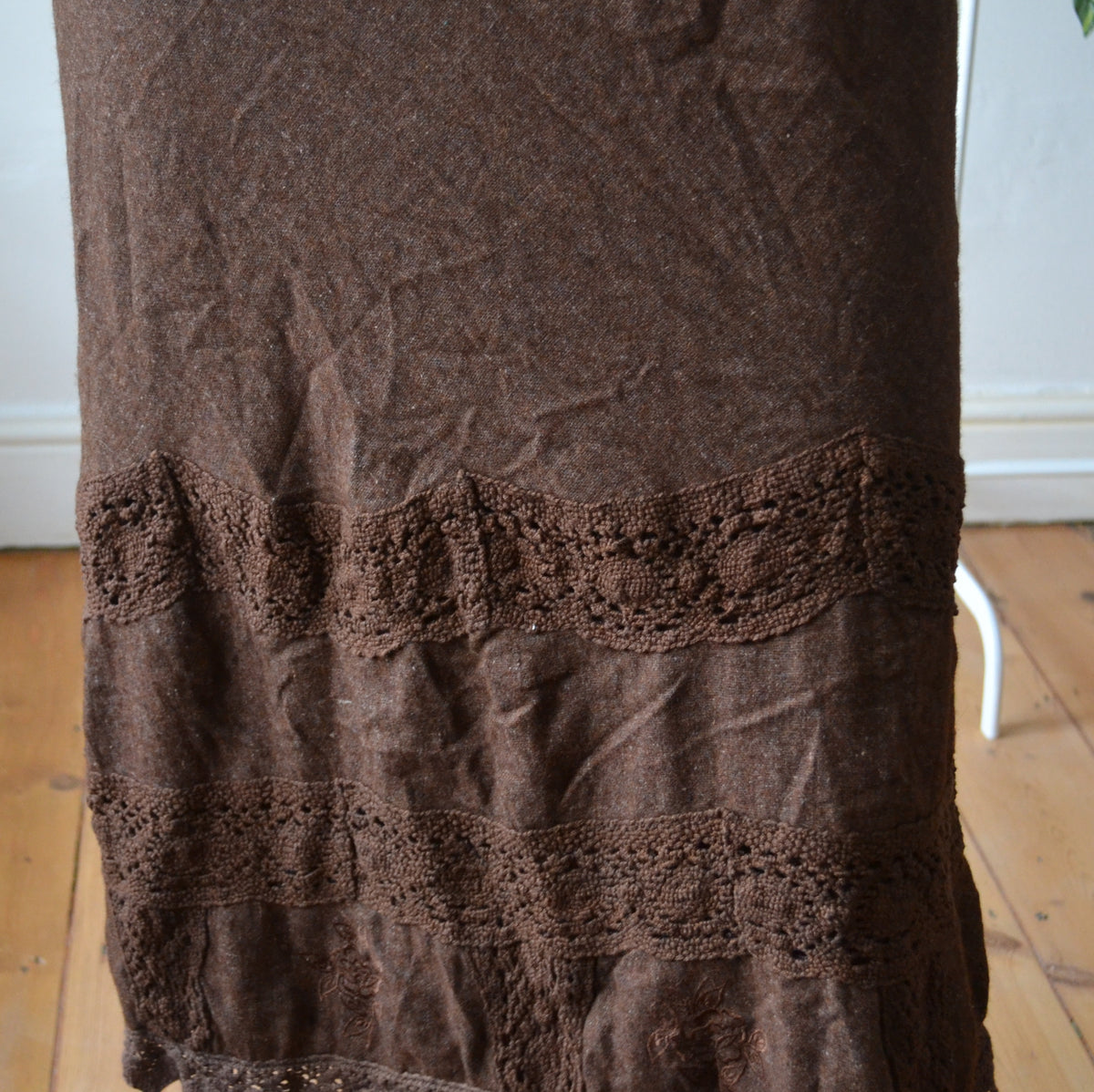 Vintage Brown Midi Skirt 16