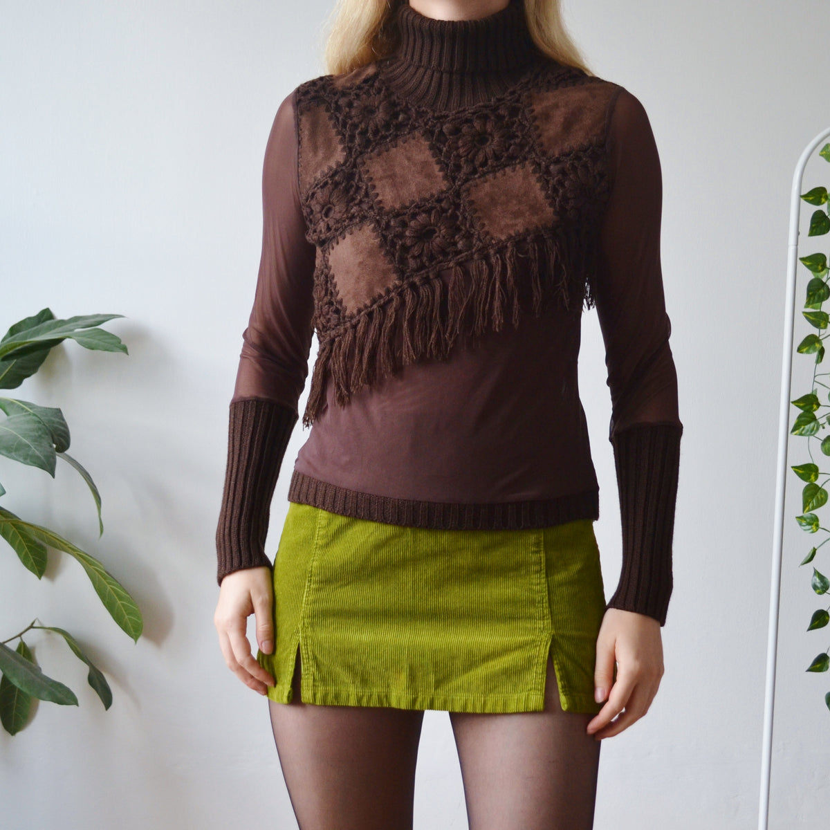 Vintage Brown Roll Neck Top S