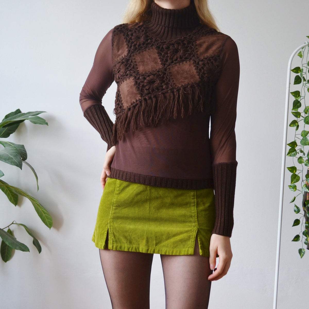 Vintage Brown Roll Neck Top S