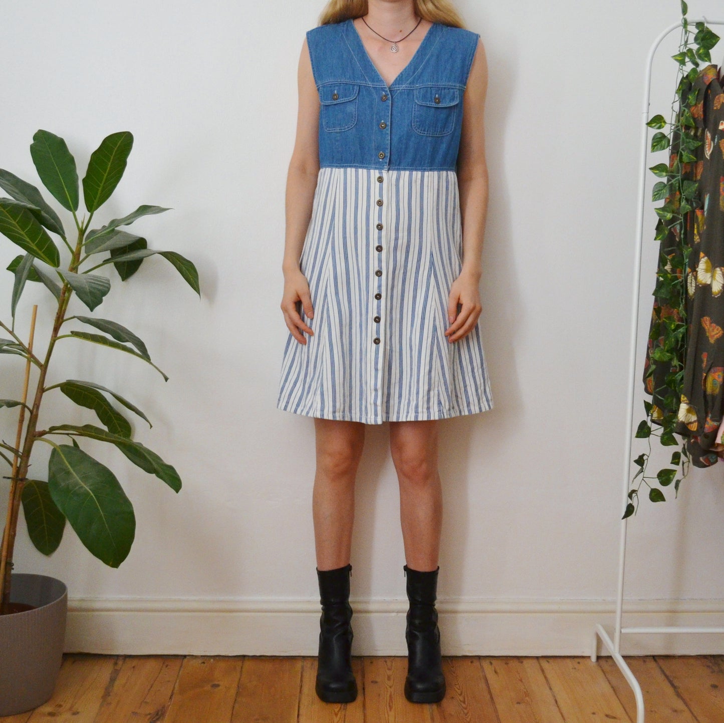 Stripe denim dress M