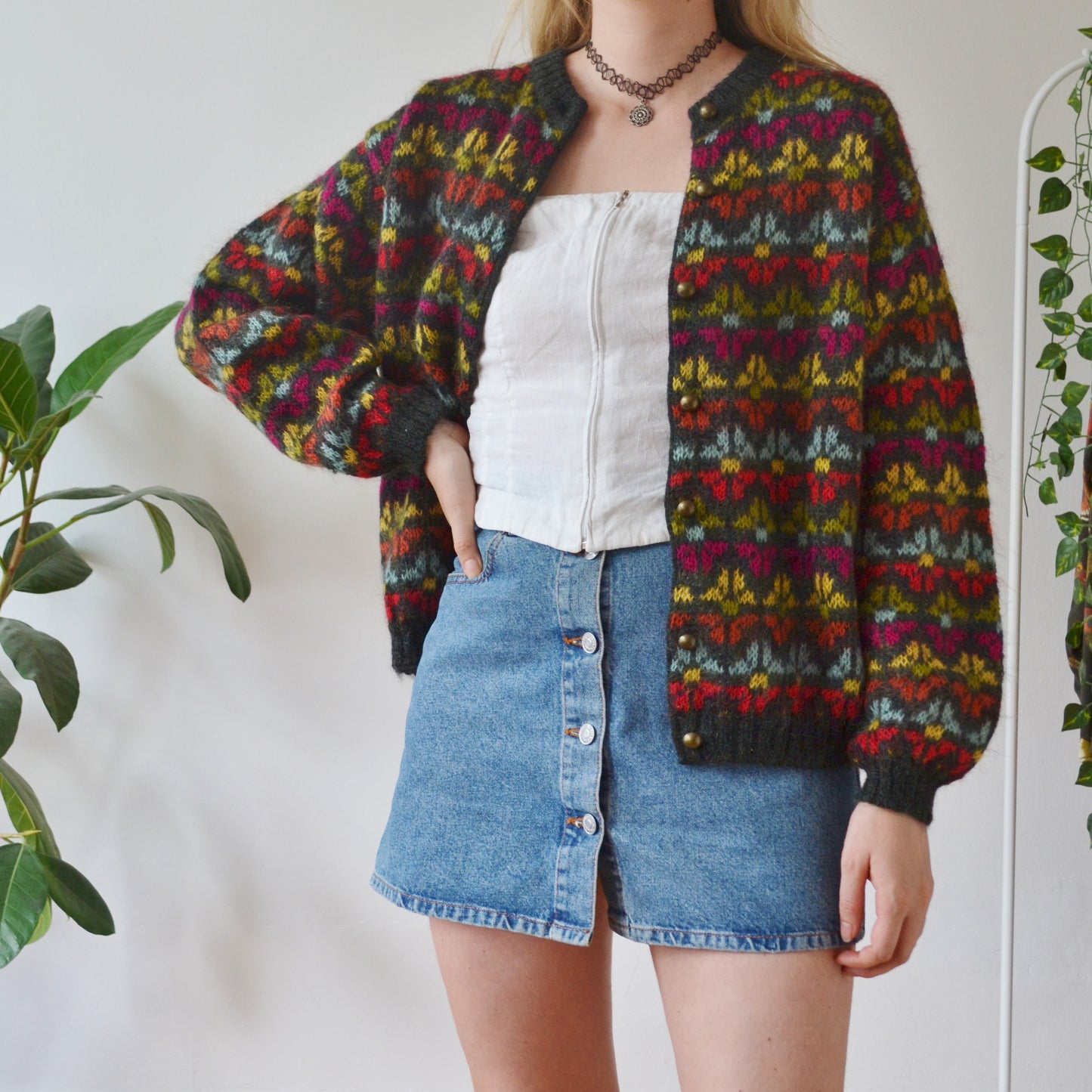 Vintage Colourful Cardigan M