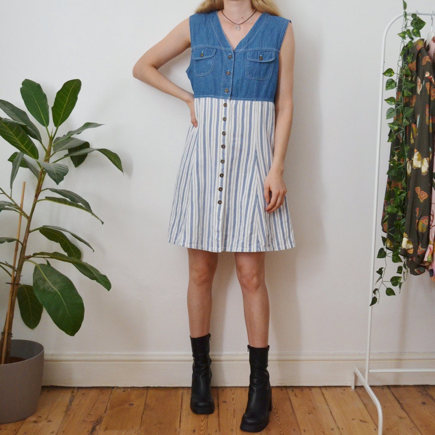 Stripe denim dress M
