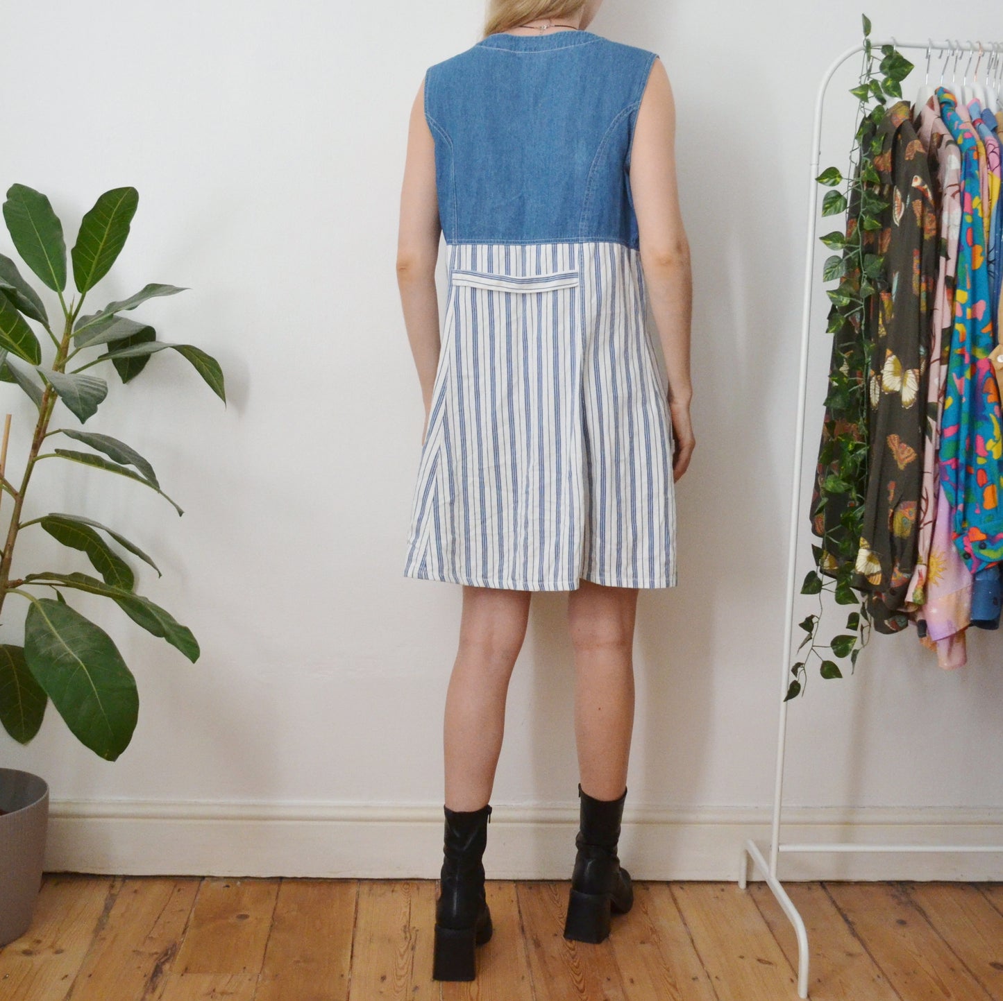 Stripe denim dress M