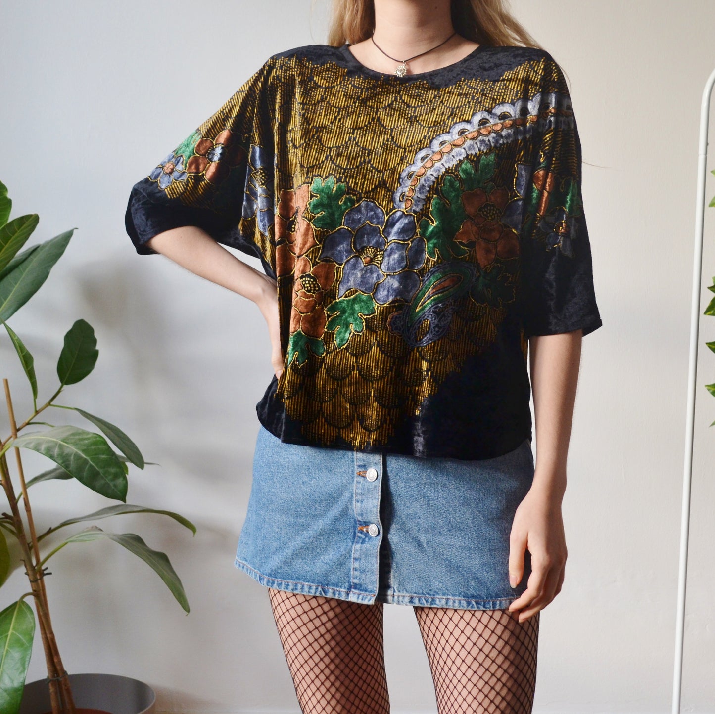 Velvet floral top