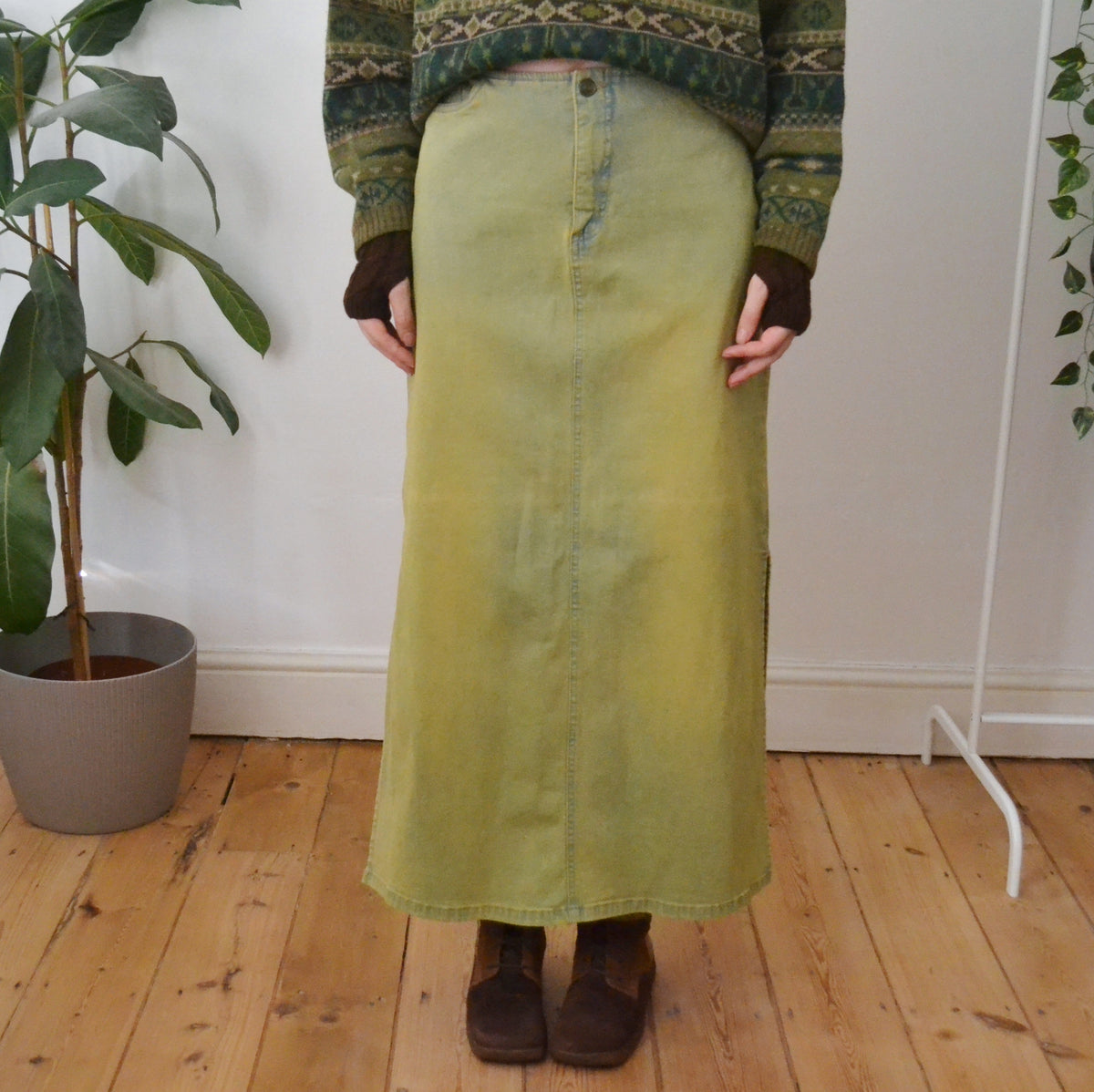 Vintage Denim Maxi Skirt M