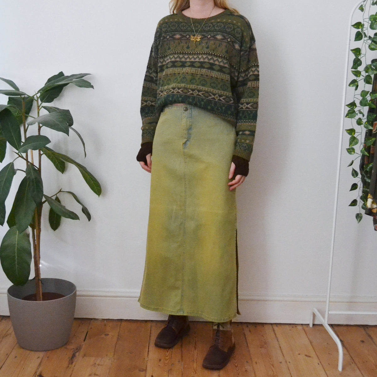 Vintage Denim Maxi Skirt M