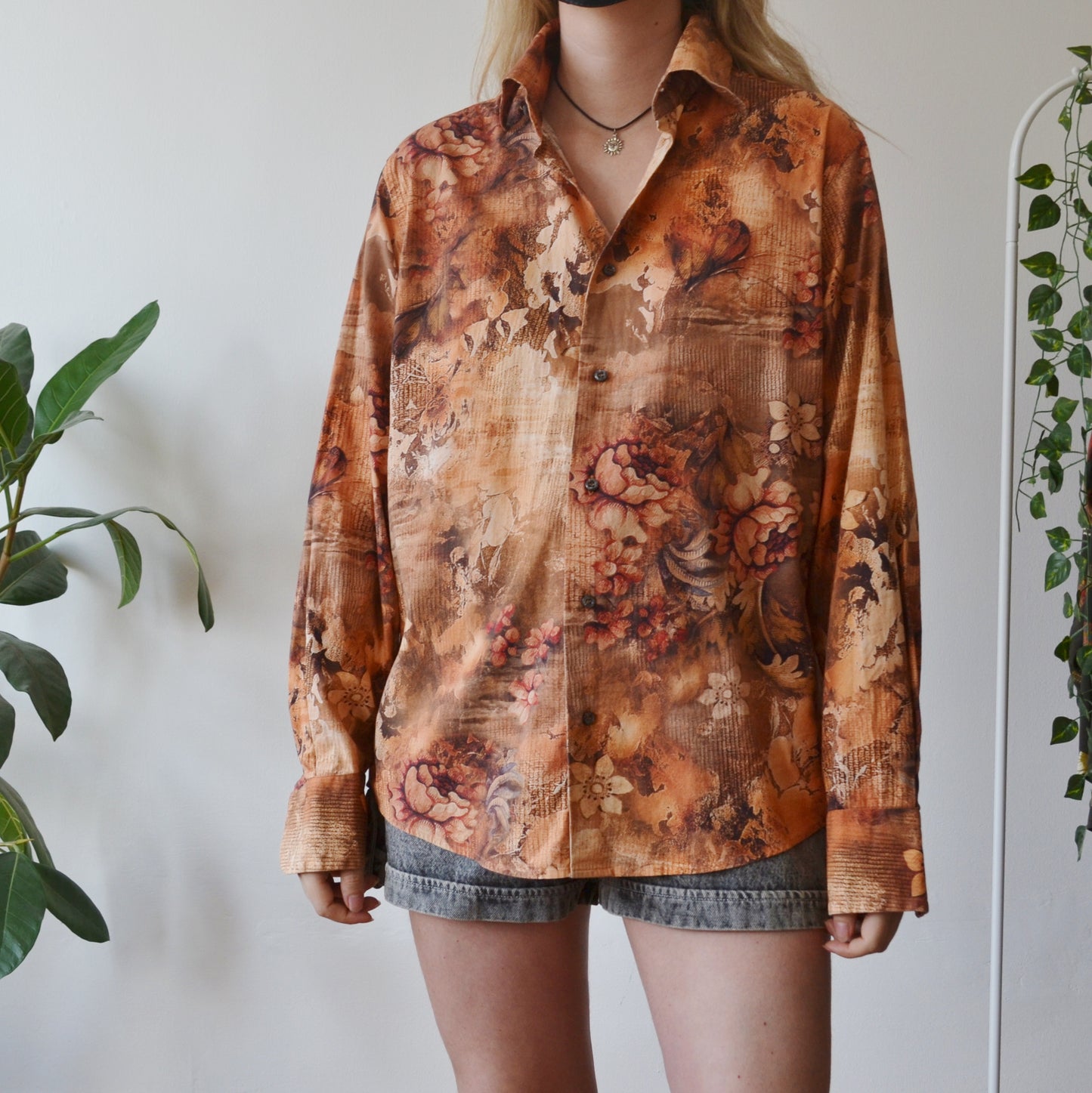 Vintage Abstract Floral Shirt M