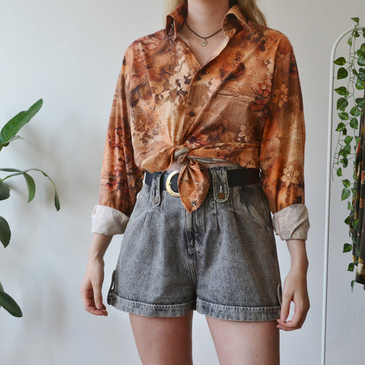 Vintage Abstract Floral Shirt M