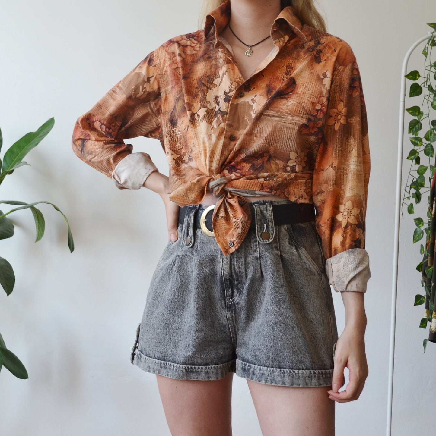 Vintage Abstract Floral Shirt M