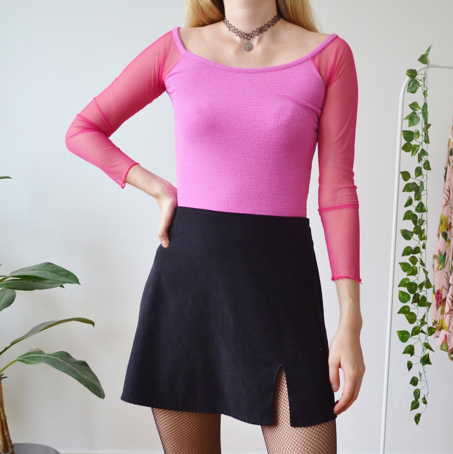 Mesh sleeve top XS