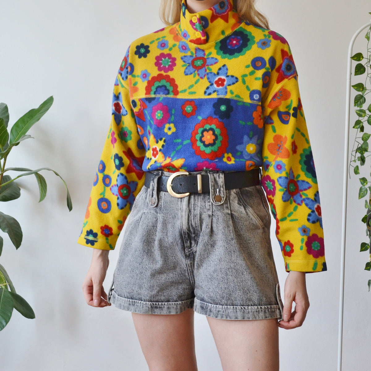 Vintage Floral Fleece M
