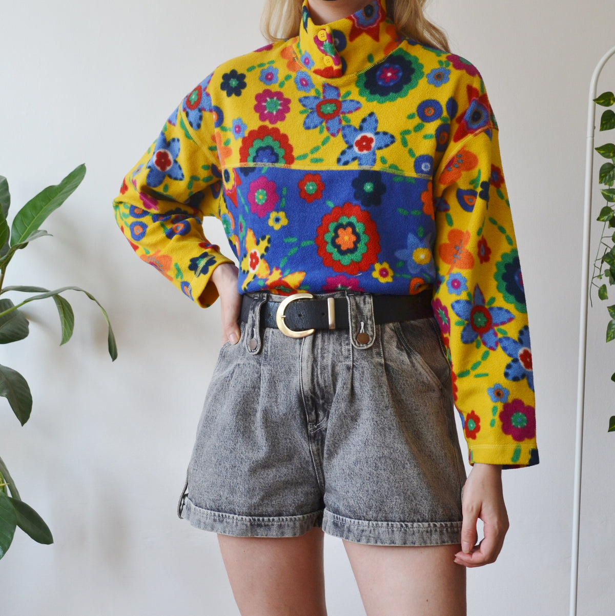 Vintage Floral Fleece M