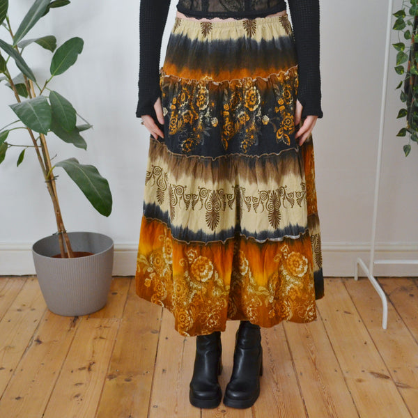Vintage Boho Maxi Skirt L
