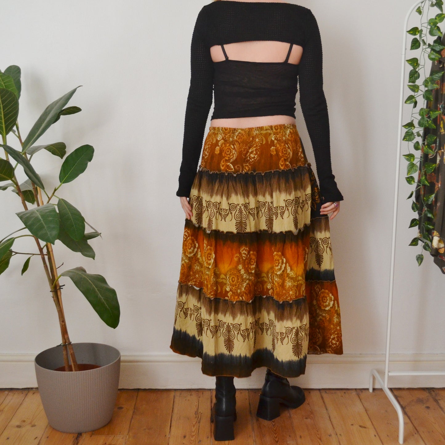 Vintage Boho Maxi Skirt L