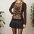 Vintage Brown Flower Top S