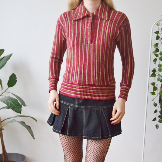 Stripe collar jumper S