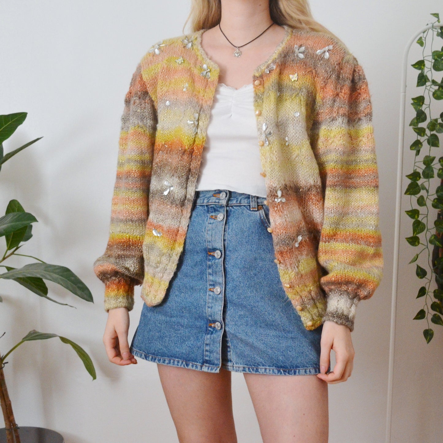 Vintage Embroidered Cardigan L