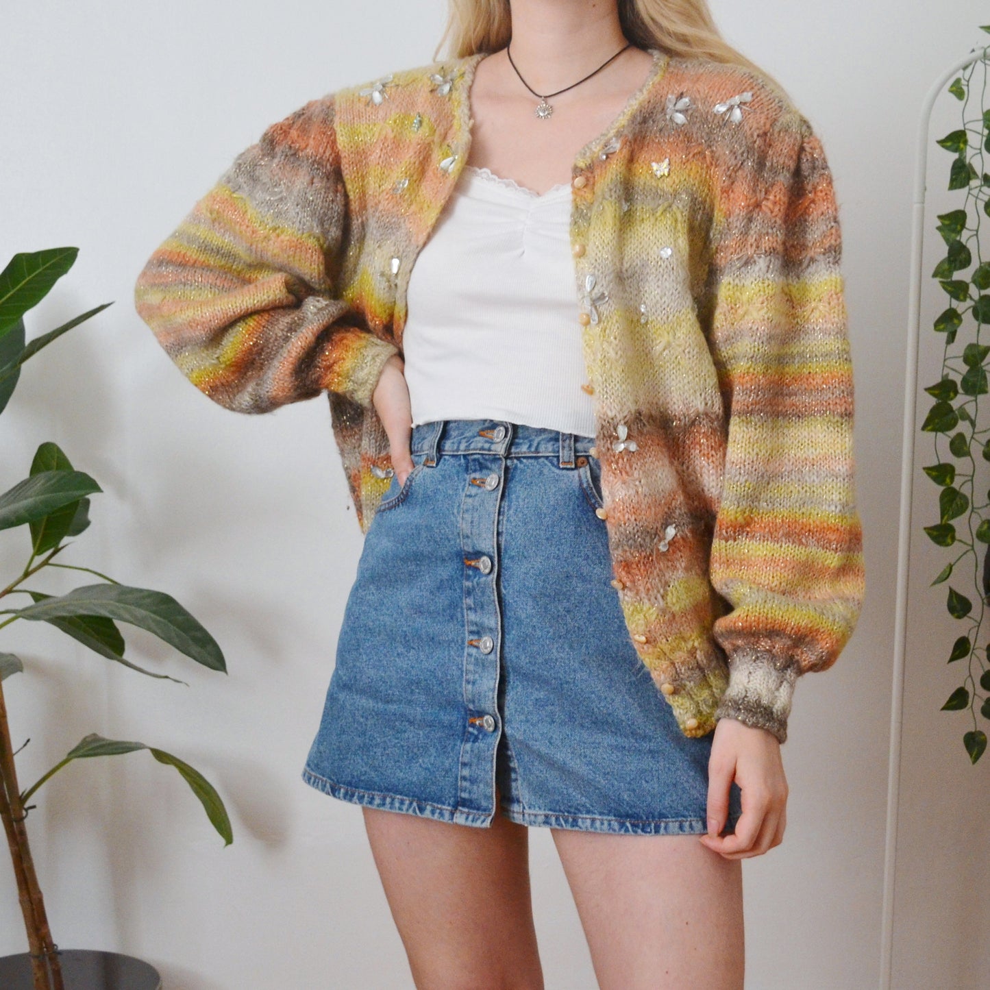 Vintage Embroidered Cardigan L