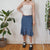 Vintage Blue Floral Skirt L