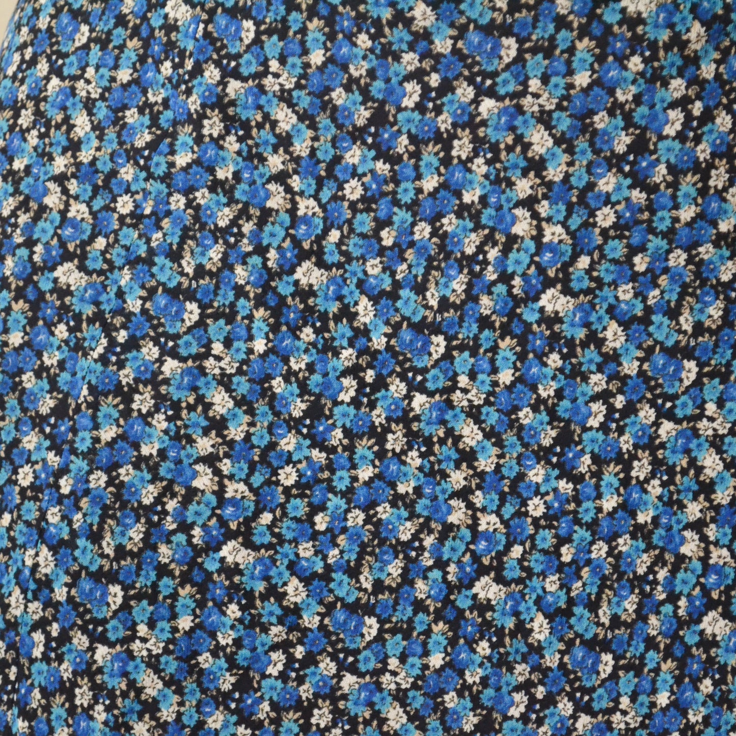 Vintage Blue Floral Skirt L