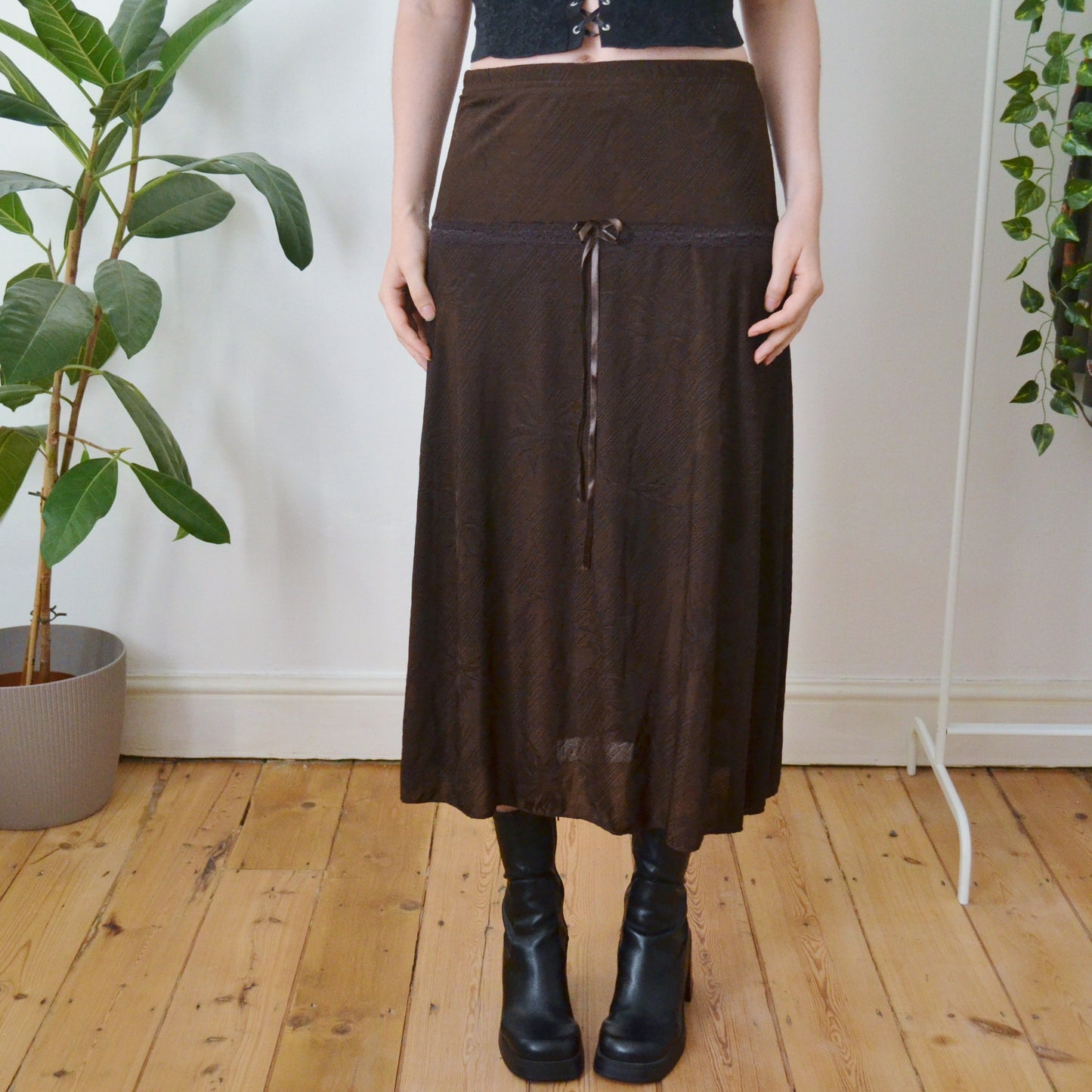 Vintage Brown Maxi Skirt M