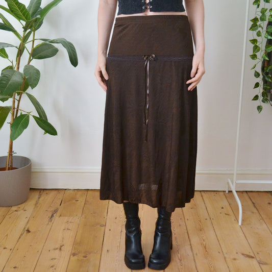 Vintage Brown Maxi Skirt M