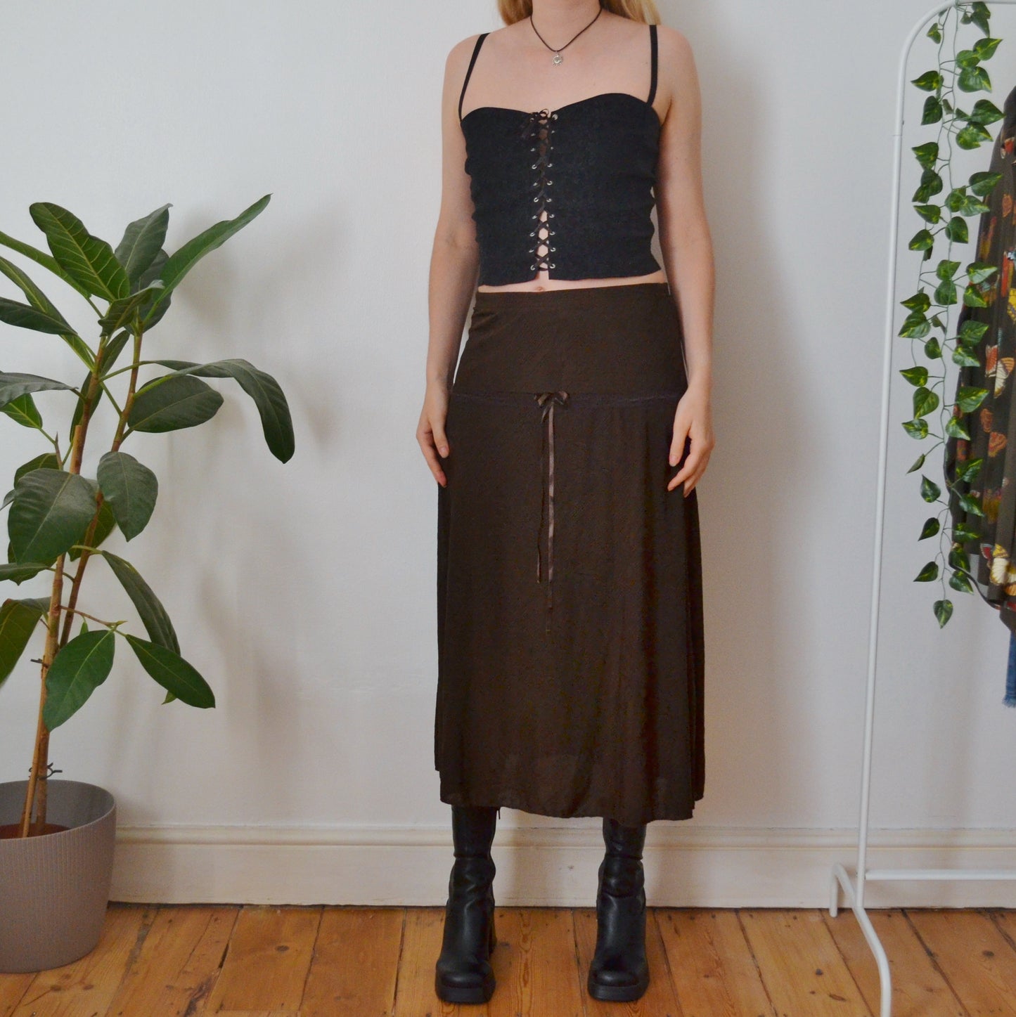 Vintage Brown Maxi Skirt M