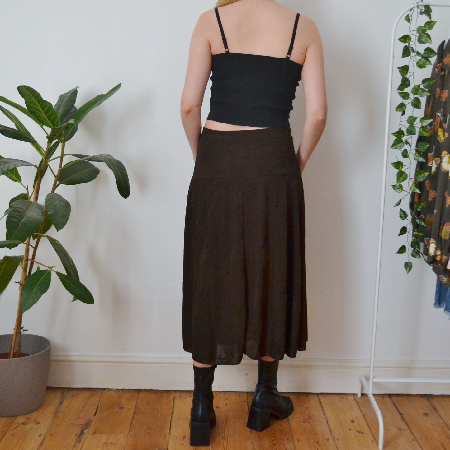 Vintage Brown Maxi Skirt M