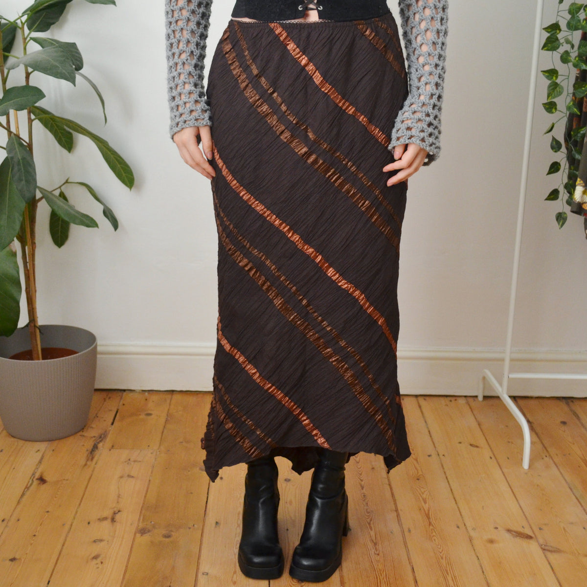 Vintage Brown Maxi Skirt L