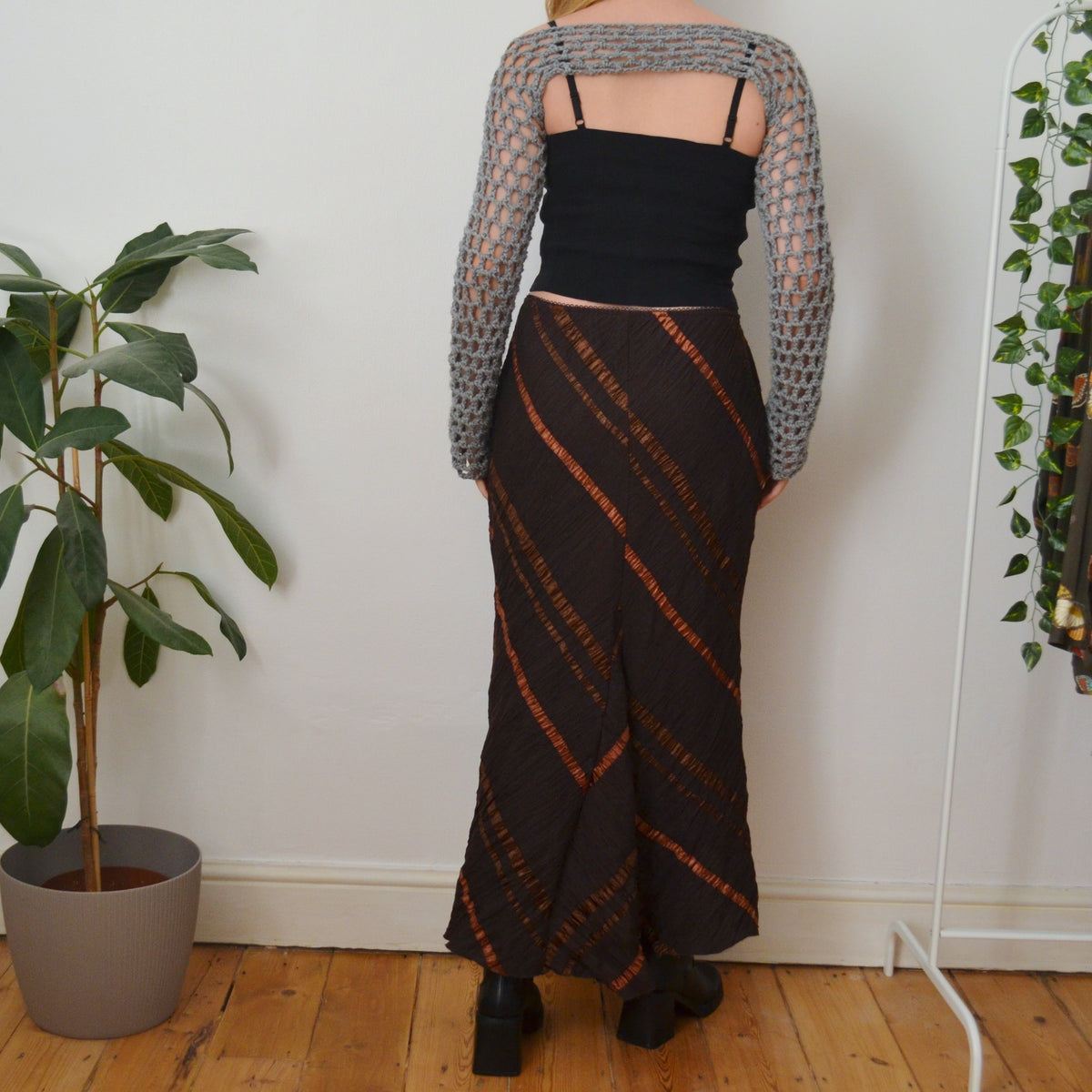 Vintage Brown Maxi Skirt L