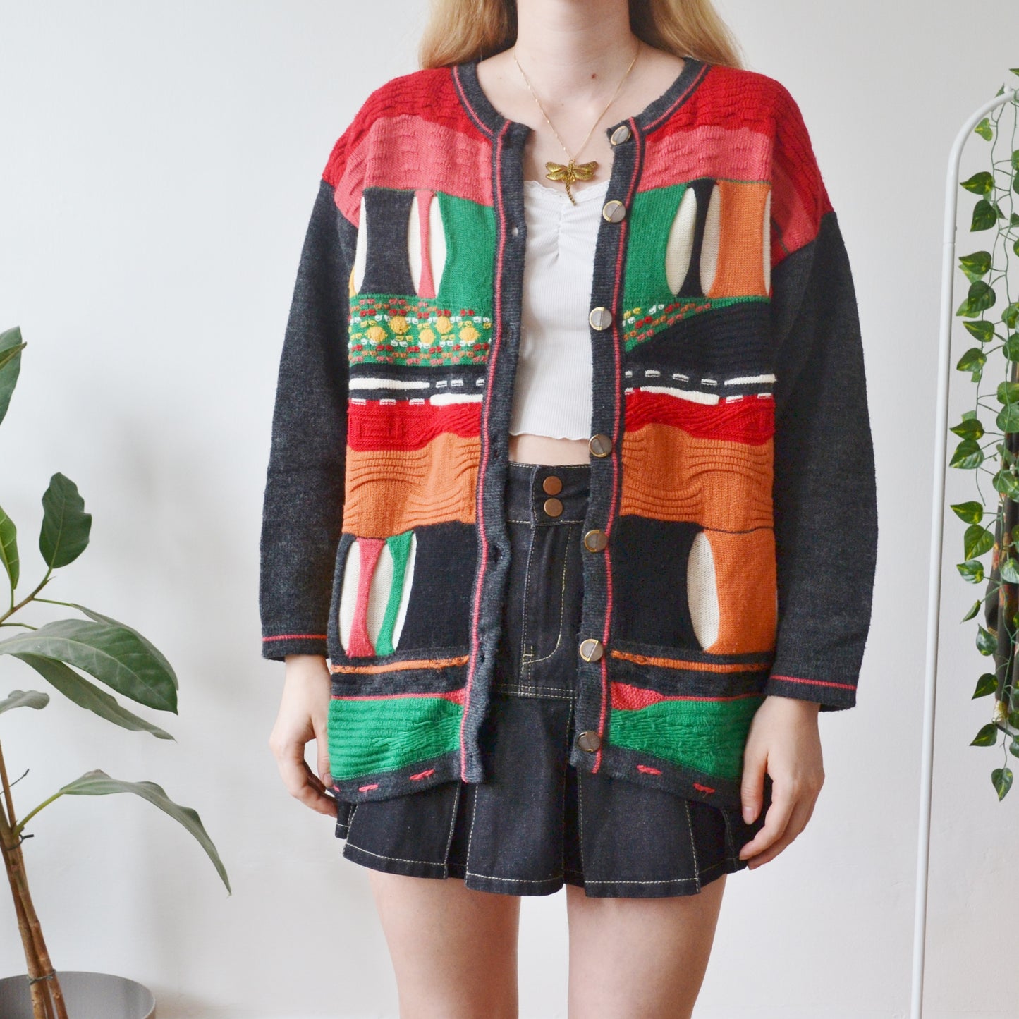 Vintage Colourful Cardigan L